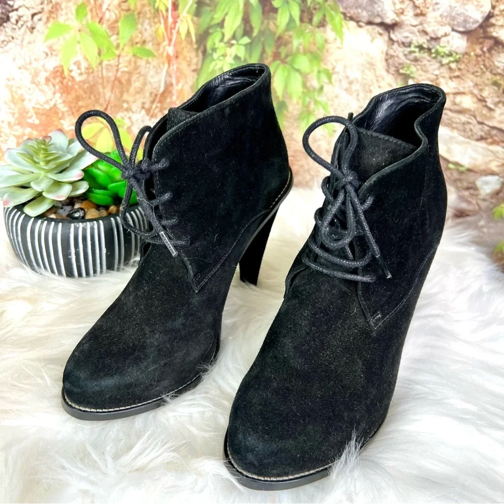 OPENING CEREMONY Quiet Luxury Black Suede Lace-Up Ankle Boots, 36